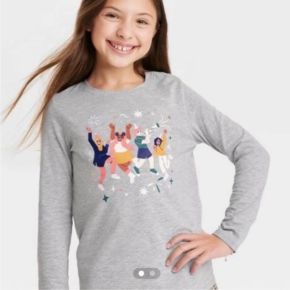 Girls' 'Celebrate' Long Sleeve Graphic T-Shirt - Cat & Jack™ Heather Gray